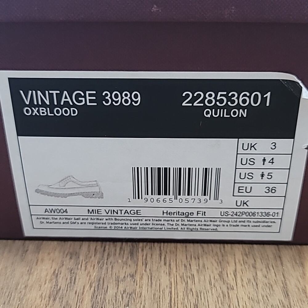 NIB Dr. Martens Vintage 3989 Oxblood Oxfords - Made in England! - Picture 8 of 10